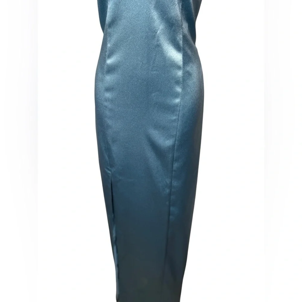 Aidan by Aidan Mattox Womens Blue Satin Evening Sheath Dress Gown size 6 - Picture 11 of 17